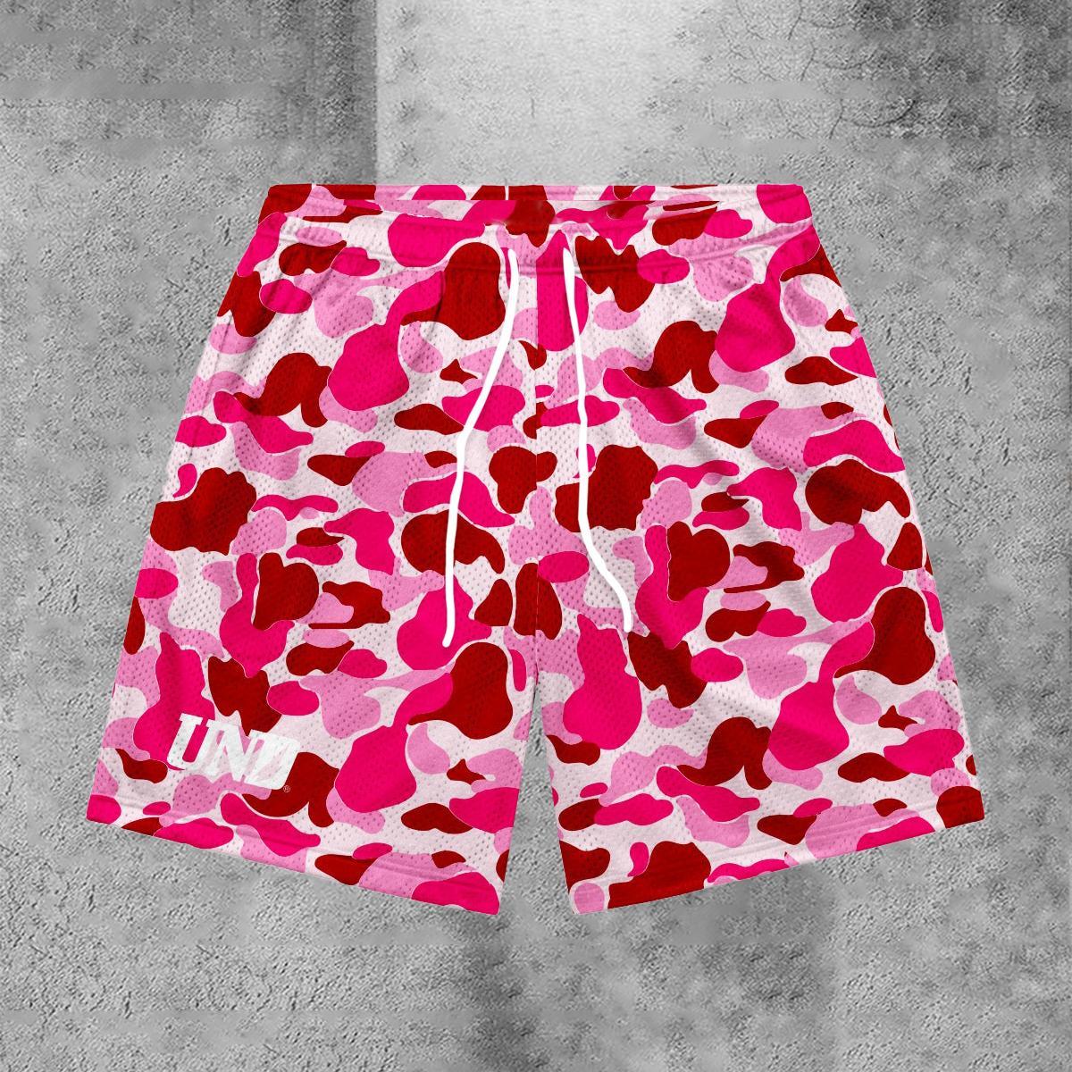 Sopula Street Sports Style Pink Camou Baggy Mesh Shorts Product Image