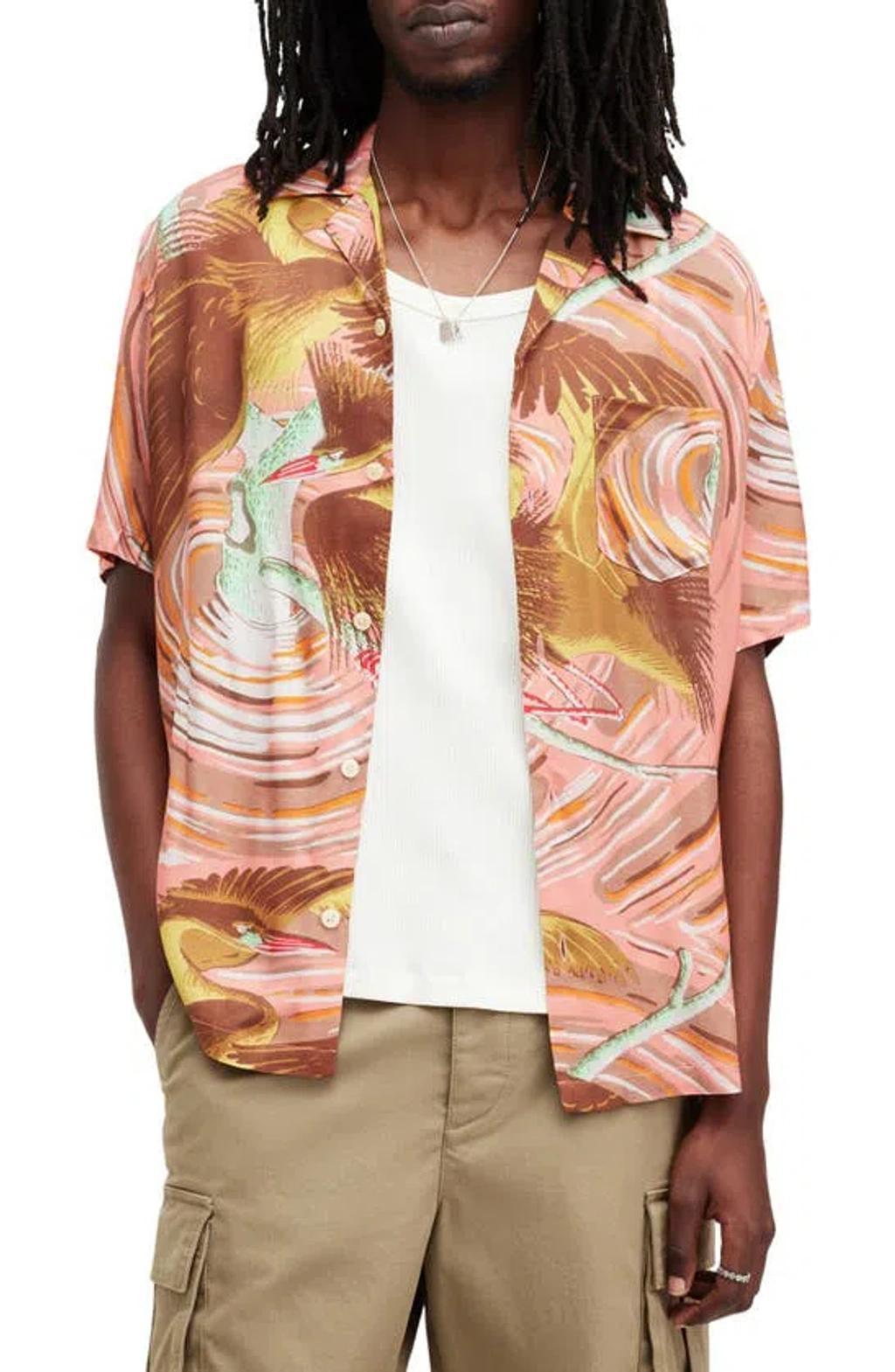 Matsuri Short Sleeve Button-up Shirt In Paradise Pink Product Image