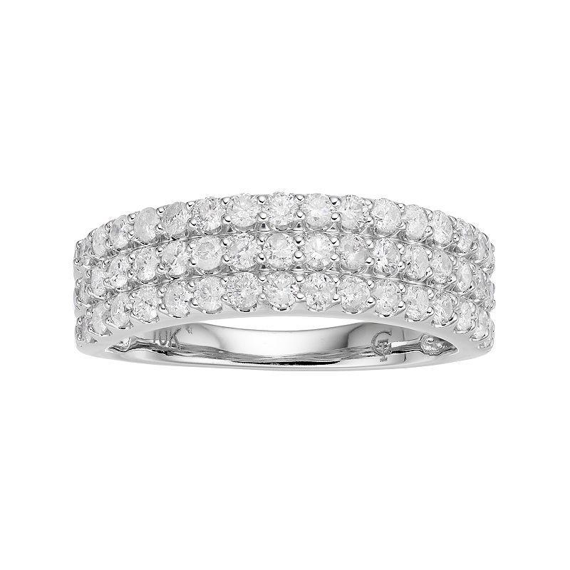 10k White Gold 1 Carat T.W. Diamond Multi Row Ring, Womens Product Image