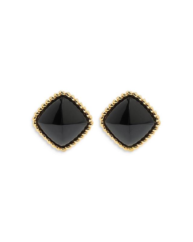 Capucine De Wulf Blandine Black Stud Earrings in 18K Gold Plate Product Image