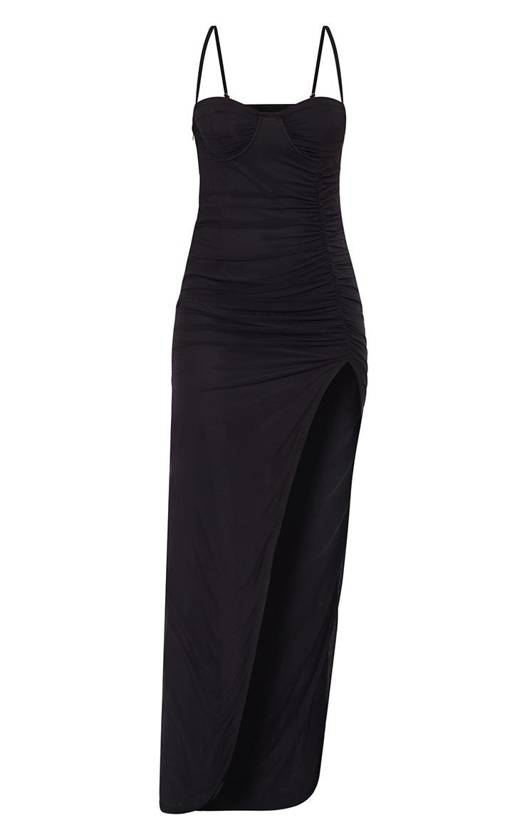 Black Cup Detail Mesh Maxi Dress Product Image