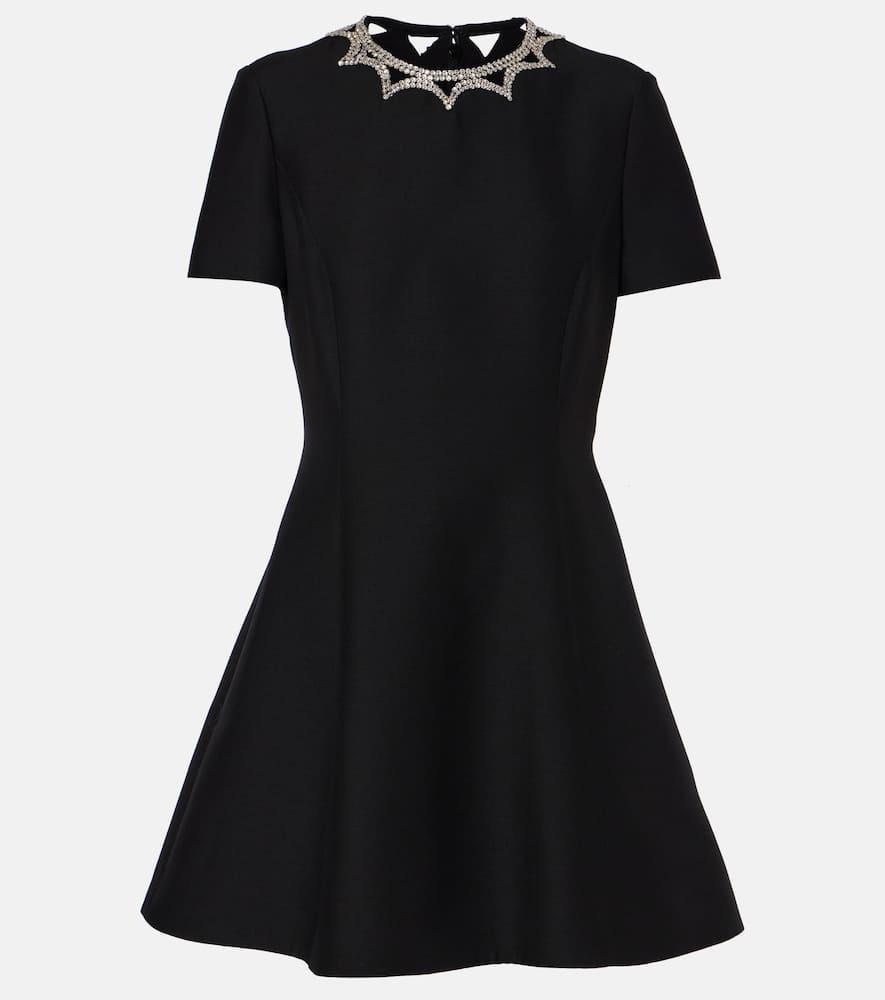 VALENTINO Crystal-neckline Mini Dress In Nero/strass Product Image