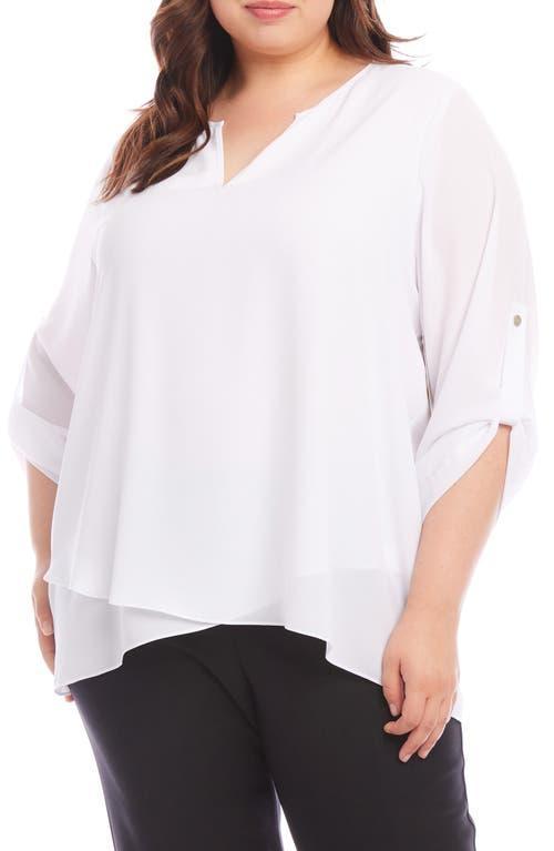 Karen Kane Women's Plus Size Asymmetric Hem Wrap Top, , 100% Polyester Product Image