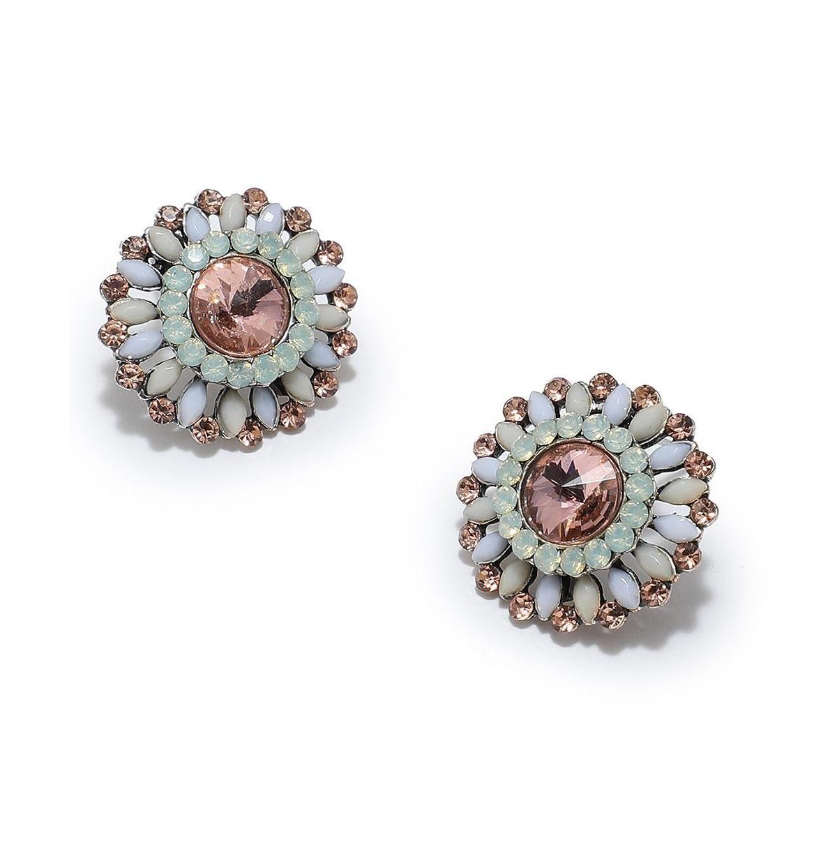 Sohi Womens Circular Stud Earrings - blue Product Image