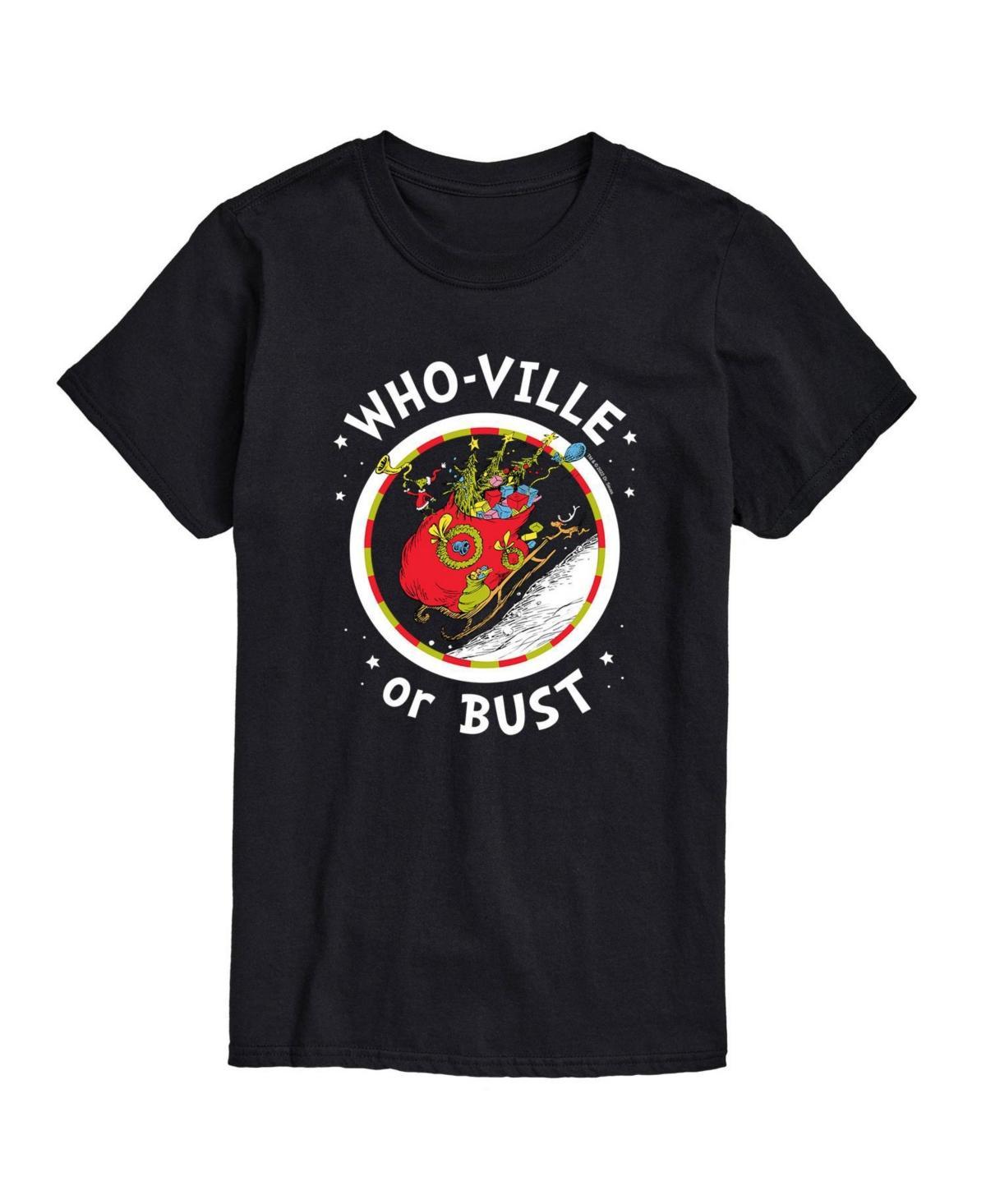 Airwaves Mens Dr. Seuss The Grinch Who-Ville or Bust Graphic T-shirt Product Image