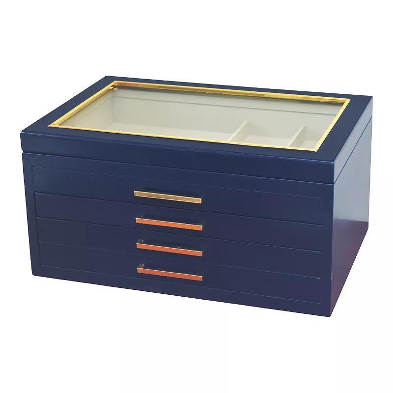 Large Contemporary Navy Jewelry Box, Womens, Blue Product Image