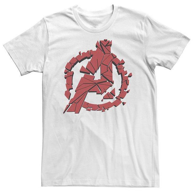 Big & Tall Marvel Avengers Endgame Shattered Red Logo Tee, Mens, Size: 3XL Tall, White Product Image