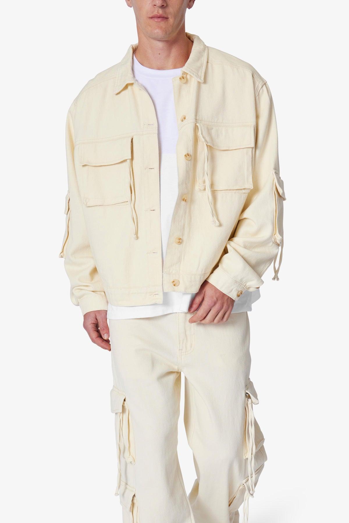 Brushed Twill Cargo Jacket - Khaki Product Image