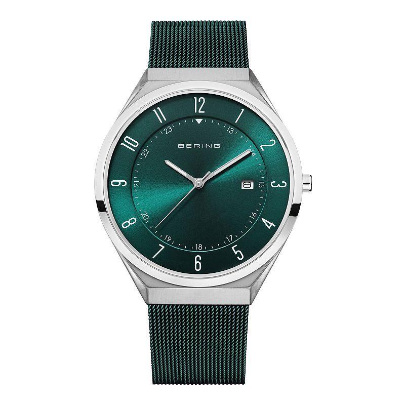 BERING Mens Ultra Slim Dark Green Milanese Bracelet Watch, Womens product image