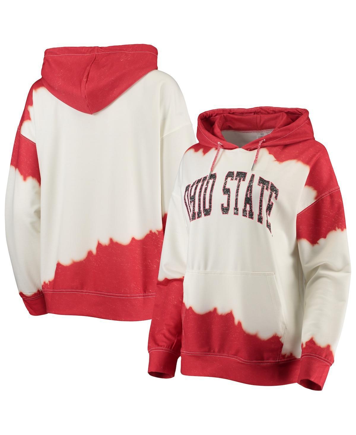 Womens Gameday Couture White Ohio State Buckeyes For the Fun Double Dip-Dyed Pullover Hoodie - White Product Image