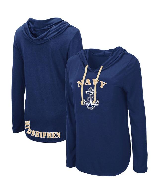 Womens Colosseum Navy Navy Midshipmen My Lover Lightweight Hooded Long Sleeve T-shirt Product Image