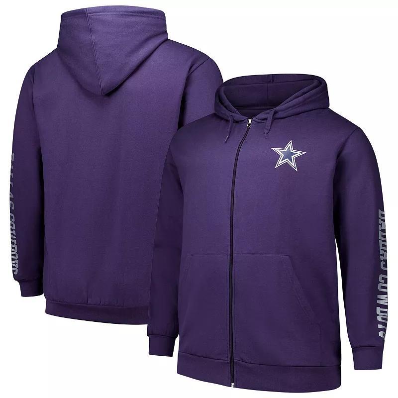 Mens Fanatics Dallas Cowboys Big & Tall Sleeve Hit Full-Zip Hoodie Blue Product Image