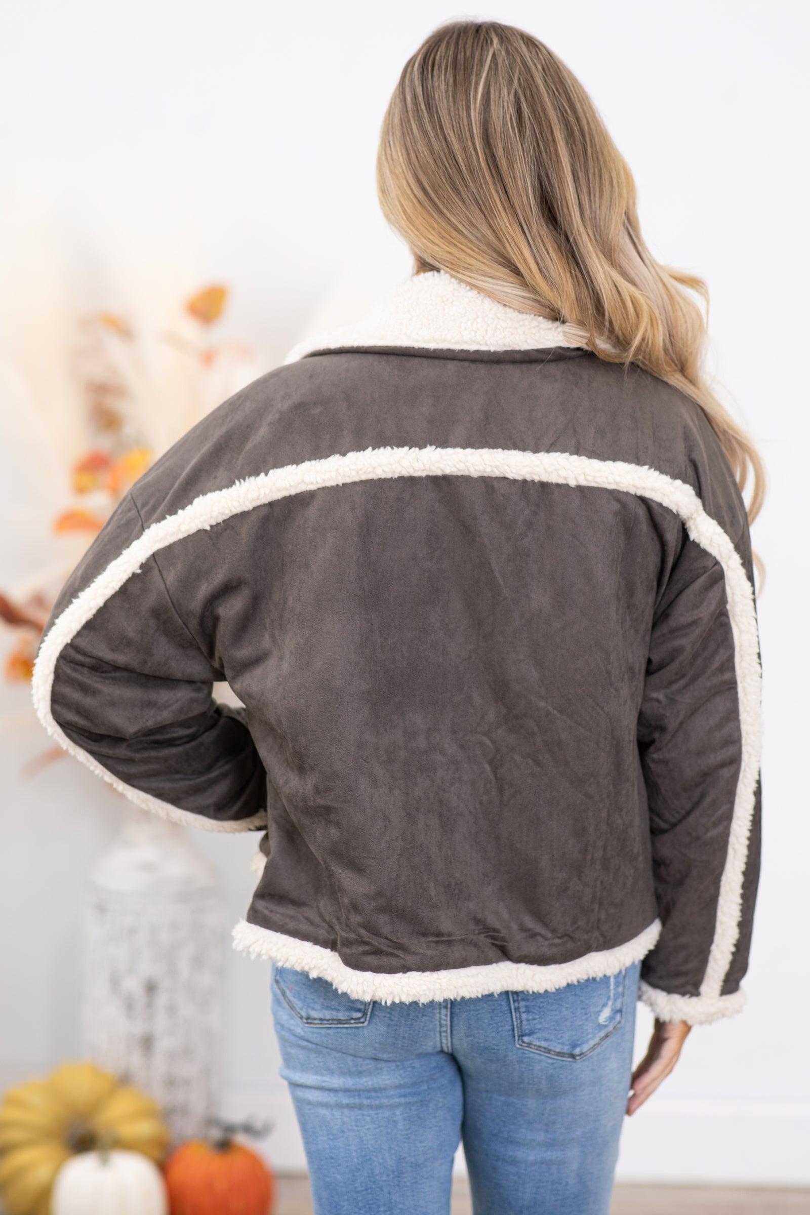 Steel and Ivory Sherpa Trim Jacket Product Image