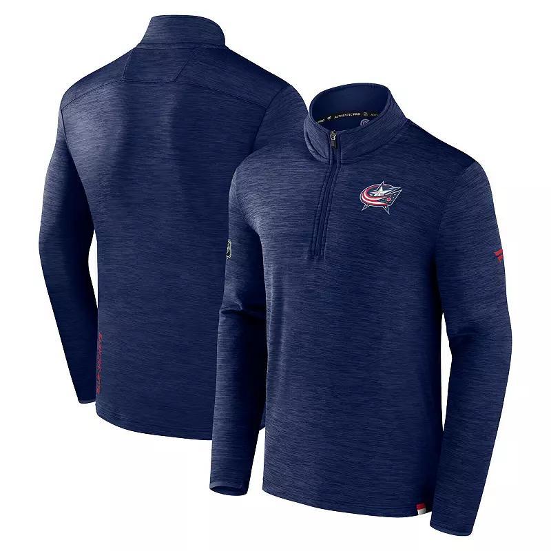 Mens Fanatics Branded Heather Royal Colorado Avalanche Authentic Pro Quarter-Zip Pullover Top Blue Product Image