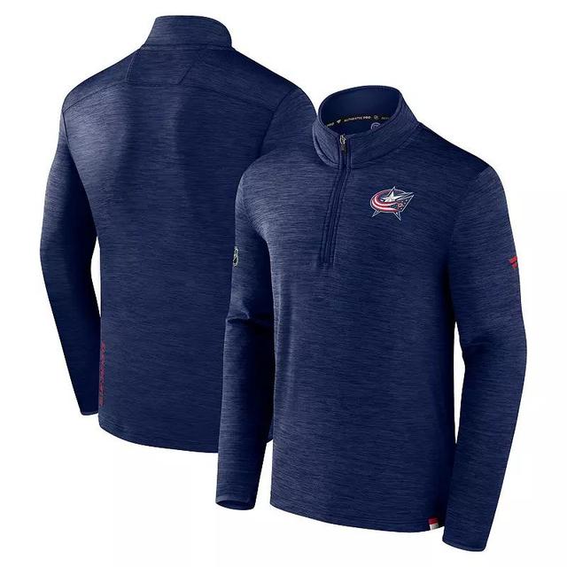 Mens Fanatics Branded Heather Royal Colorado Avalanche Authentic Pro Quarter-Zip Pullover Top Product Image