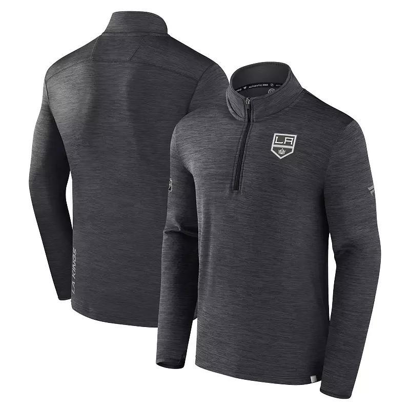 Mens Fanatics Branded  Heather Navy Winnipeg Jets Authentic Pro Quarter-Zip Pullover Top Product Image