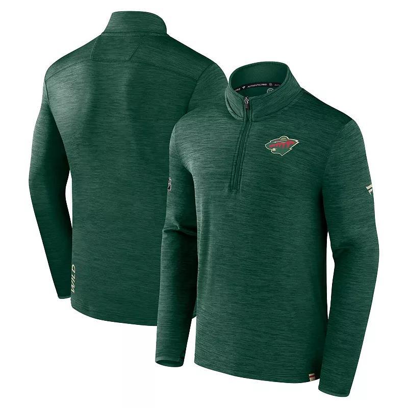 Mens Fanatics Branded Heather Minnesota Wild Authentic Pro Quarter-Zip Pullover Top Product Image