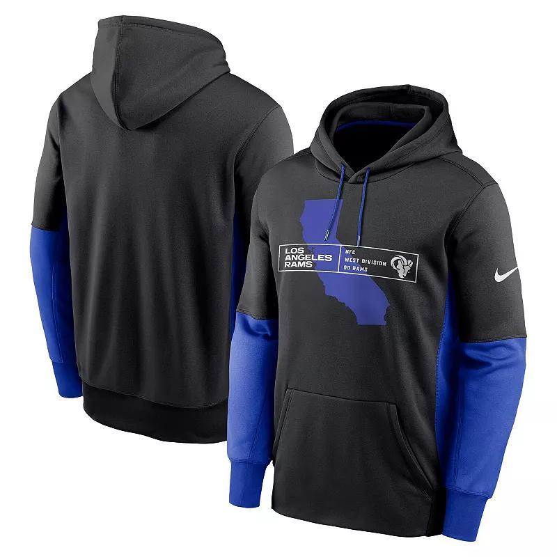 Mens Nike Black Los Angeles Rams Color Block Fleece Performance Pullover Hoodie Product Image