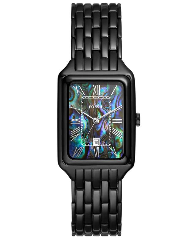 Fossil Womens Raquel Three-Hand Date Abalone Dial Black Stainless Steel Watch Product Image