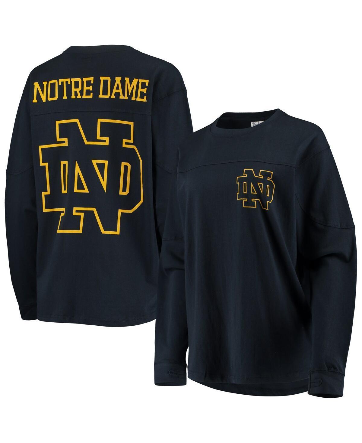 Womens Pressbox Navy Notre Dame Fighting Irish The Big Shirt Oversized Long Sleeve T-shirt Product Image