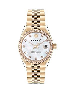 Philipp Plein Womens Date Superlative Crystal Quartz Analog Gold Stainless Steel Bracelet Watch Product Image