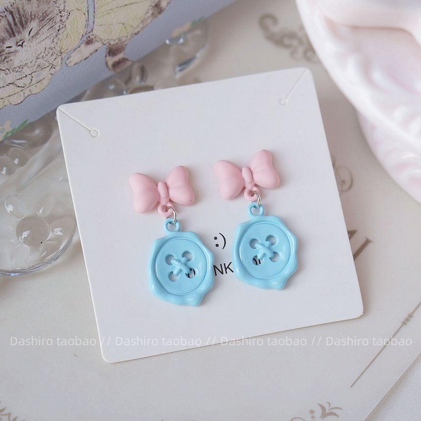 Bow Button Drop Earring / Clip-On Earring Product Image