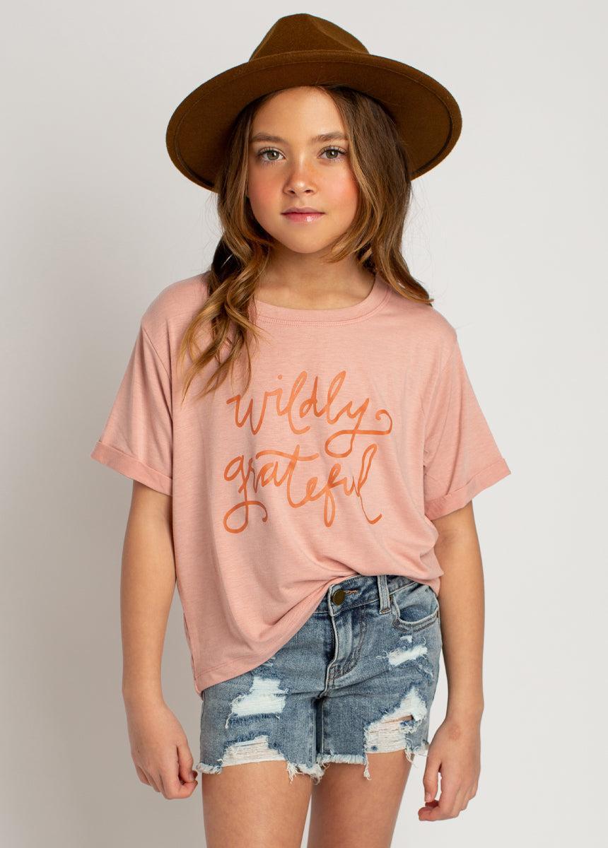 Wildly Grateful Tee in Heather Pink Product Image