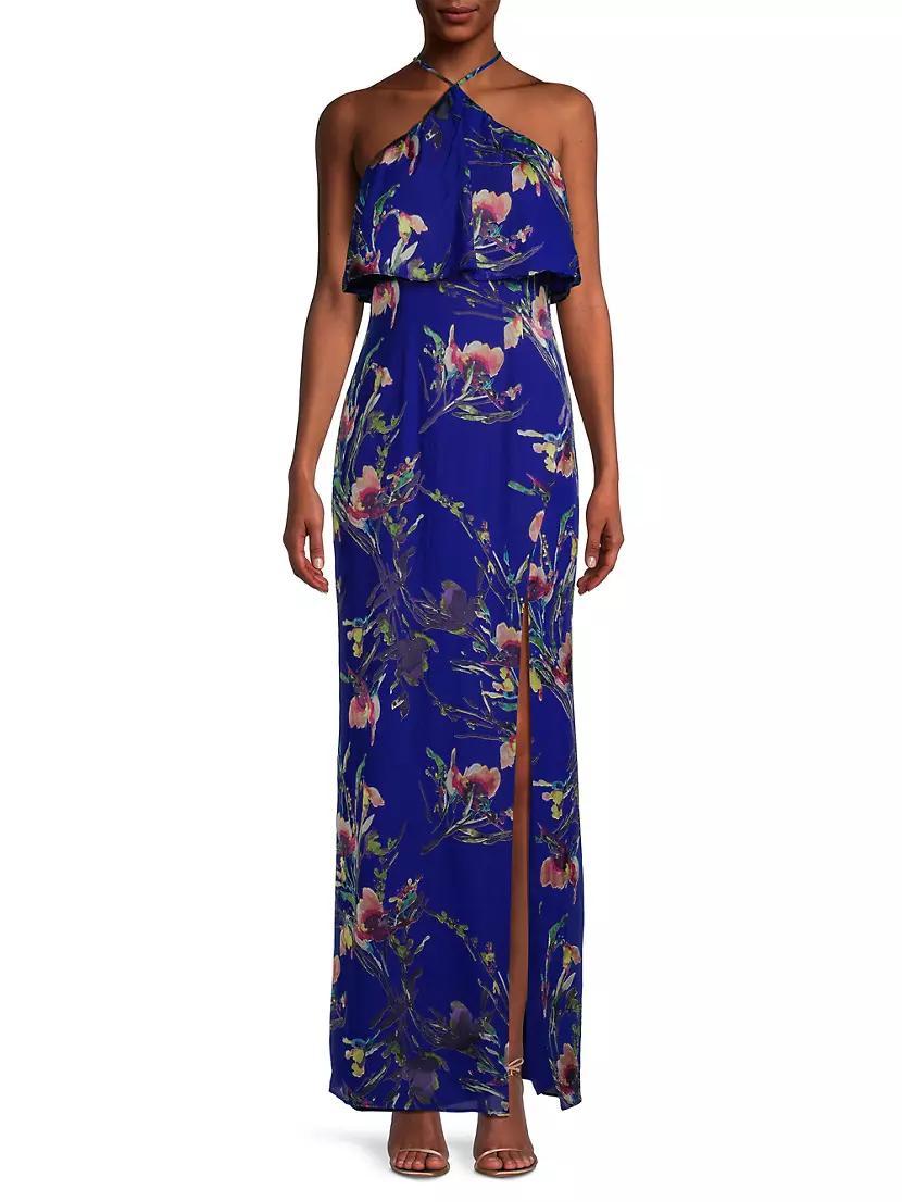 Floral Halter Column Gown Product Image