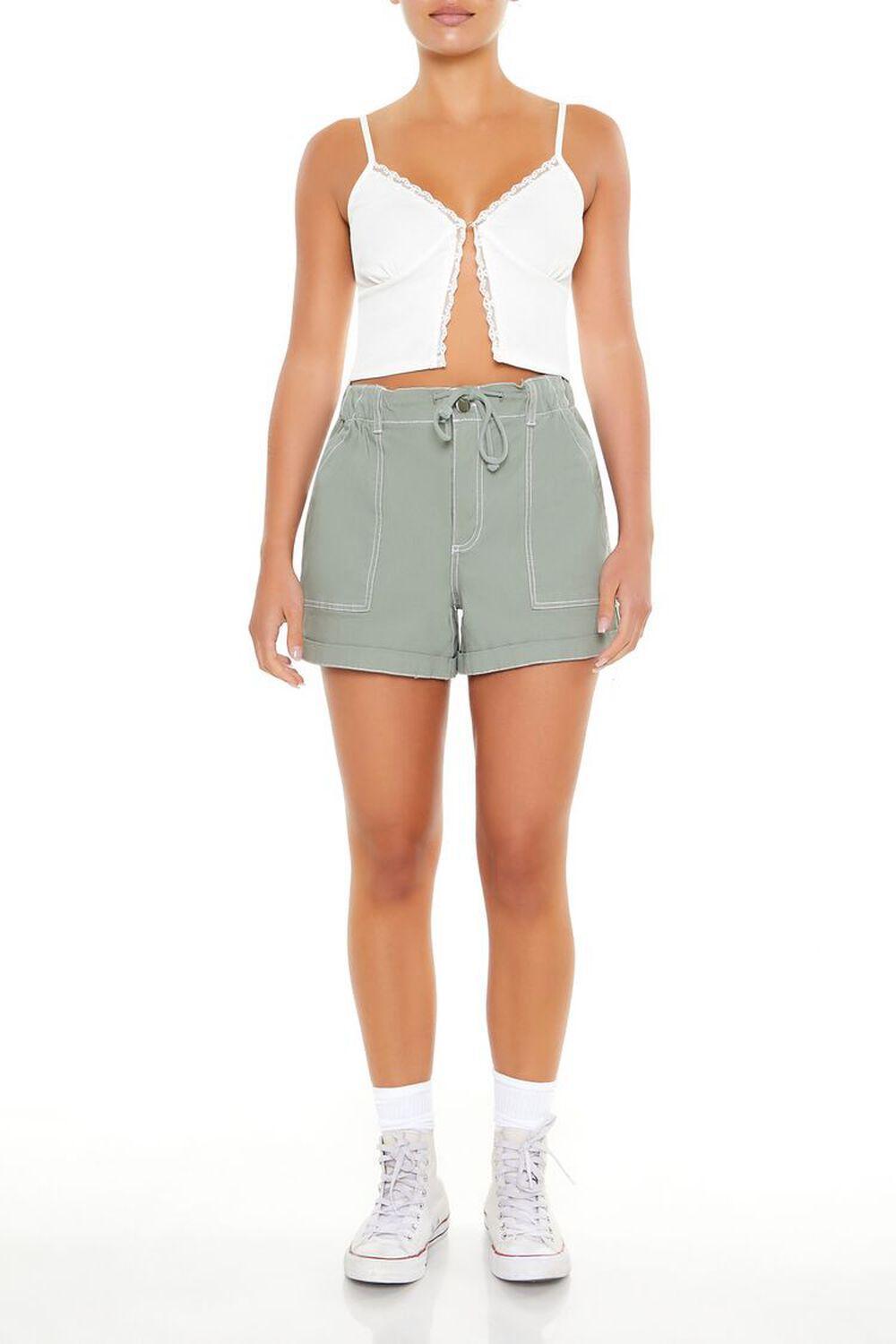 Drawstring Mid-Rise Trouser Shorts | Forever 21 Product Image