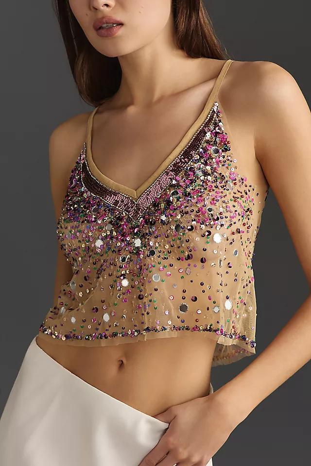 By Anthropologie Embroidered Sequin Cropped Cami Product Image