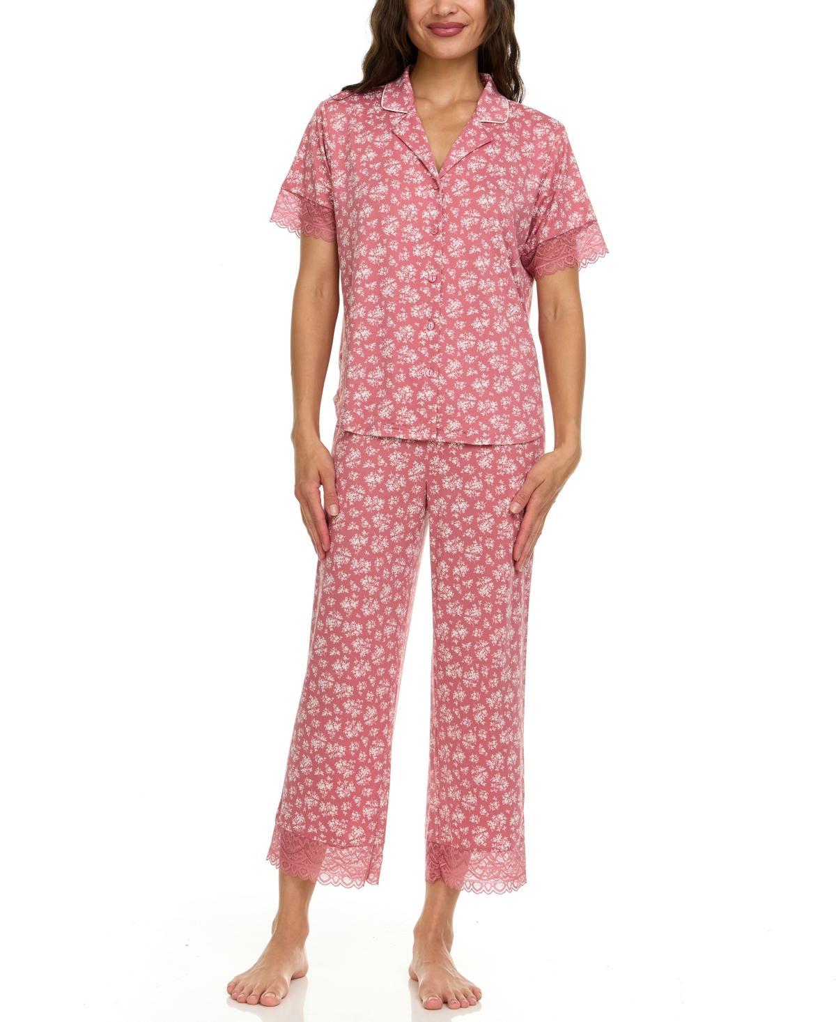 Flora by Flora Nikrooz Womens Janelle Notch Top and Capri Pajama Set Product Image