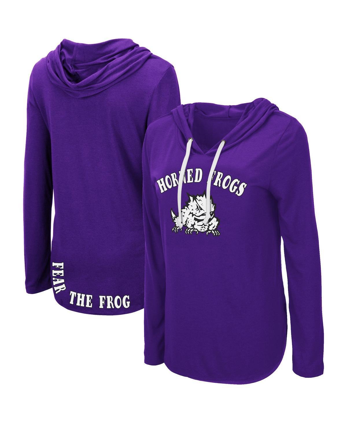 Womens Colosseum Purple Tcu Horned Frogs My Lover Lightweight Hooded Long Sleeve T-shirt Product Image