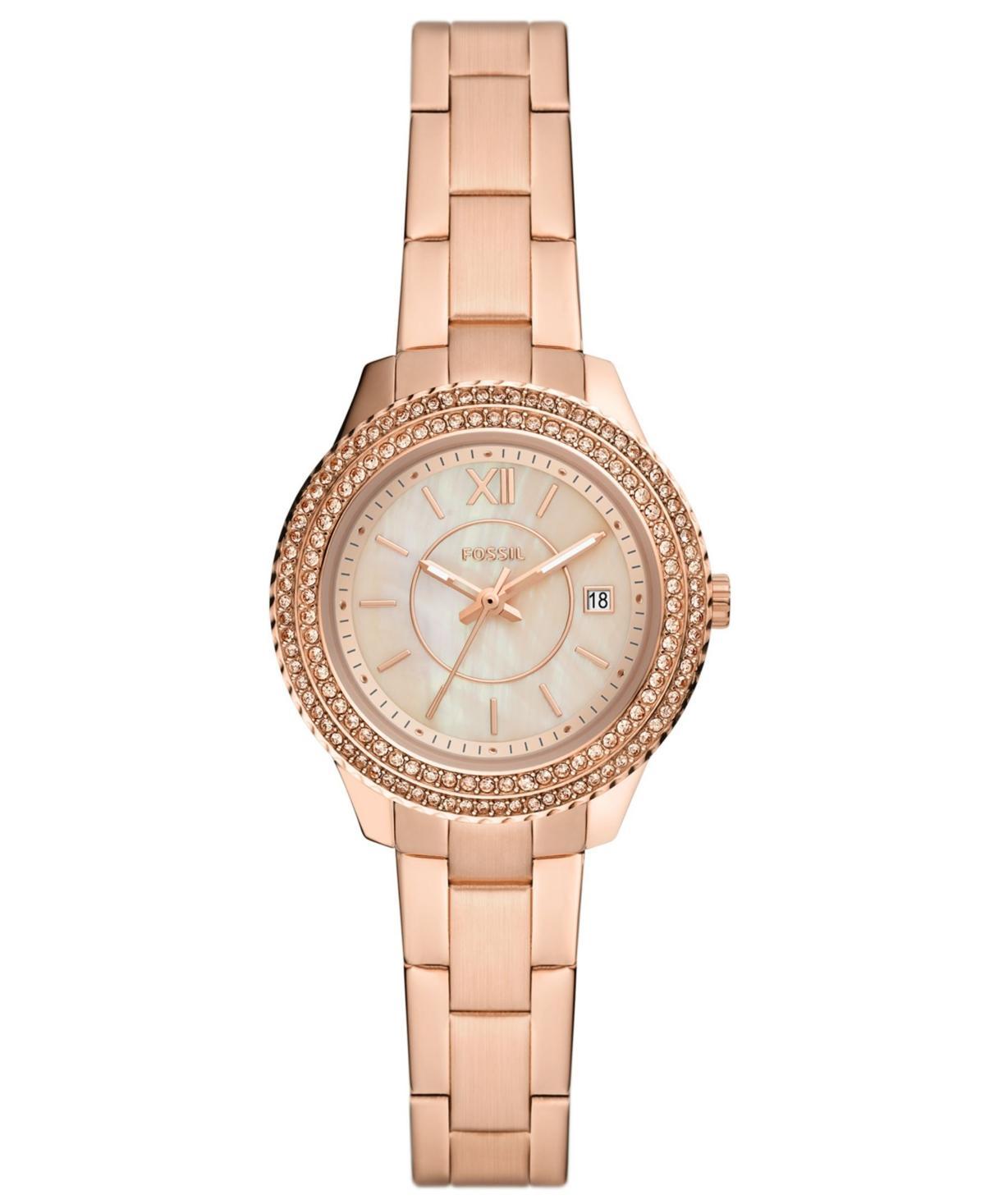 Fossil Womens Mini Stella Rose Gold-Tone Stainless Steel Bracelet Watch 30mm Product Image