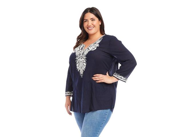 Karen Kane Plus Size Embroidered Tunic Women's Clothing Product Image