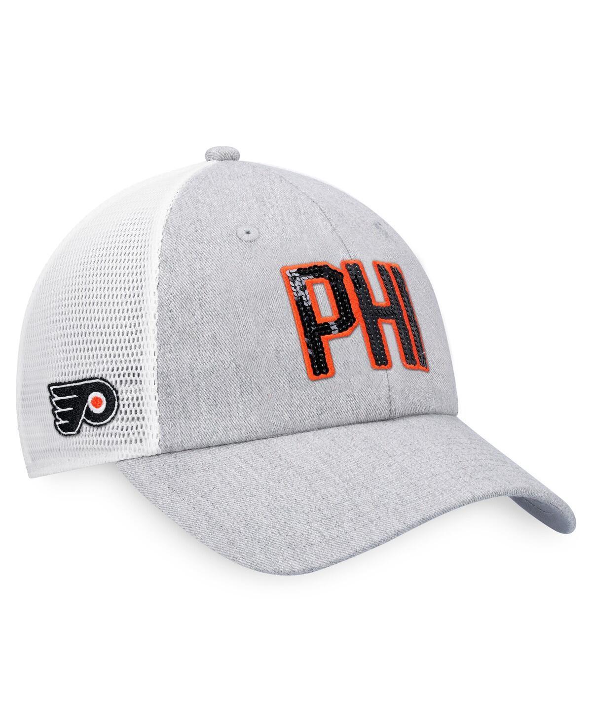 Womens Fanatics Branded Heather Gray/White Philadelphia Flyers Iconic Glimmer Trucker Snapback Hat Product Image