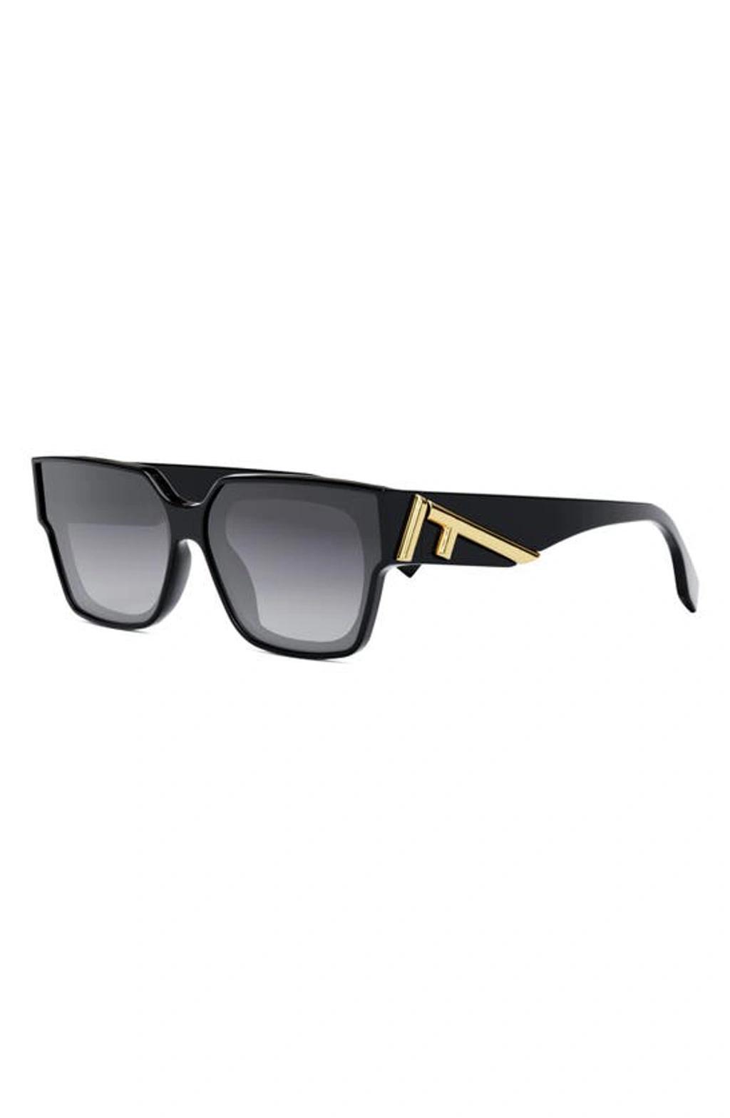 FENDI Oversized F Square Acetate Sunglasses In Shiny Black Product Image