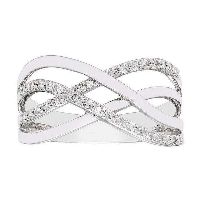 SILVR Sterling Silver 1/5 Carat T.W. Diamond Crisscross Ring, Womens Product Image