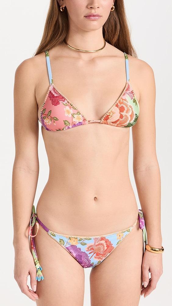 FARM Rio Flower Scarves Tie Side Bikini Top | Shopbop Product Image