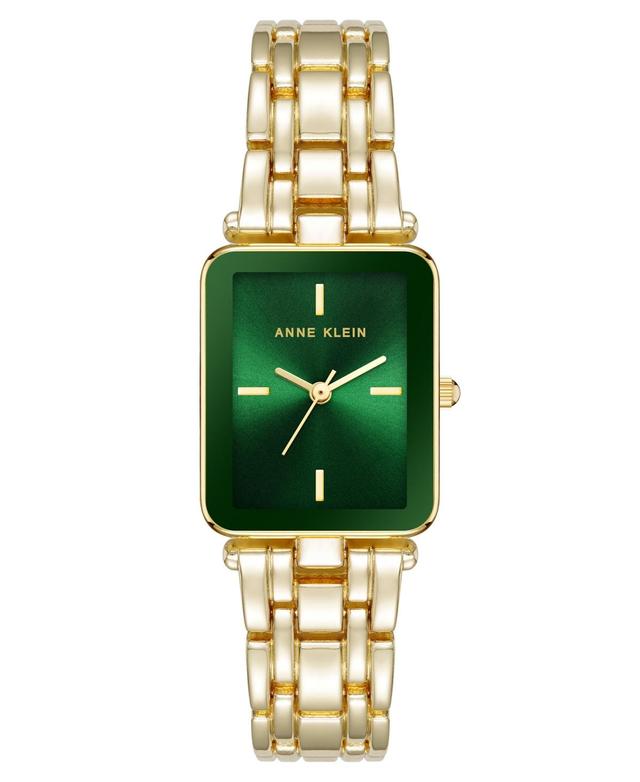 Anne Klein Womens Quartz Classic Rectangular Green and Gold-Tone Alloy Metal Watch, 22mm - Green/Gold-Tone Product Image