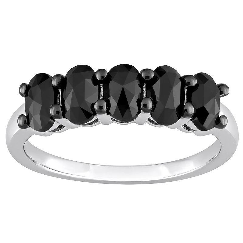 Stella Grace 14k White Gold 1 1/4 Carat T.W. Oval-Shape Black Diamond 5-Stone Ring, Womens Product Image