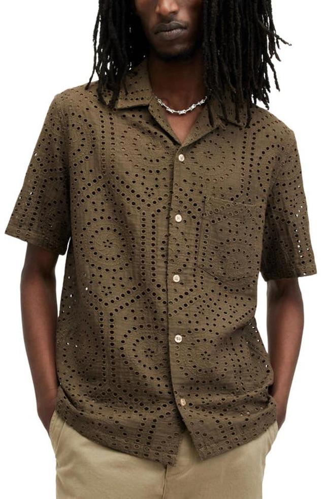 Pueblo Pointelle Camp Shirt In Ash Khaki Gree Product Image