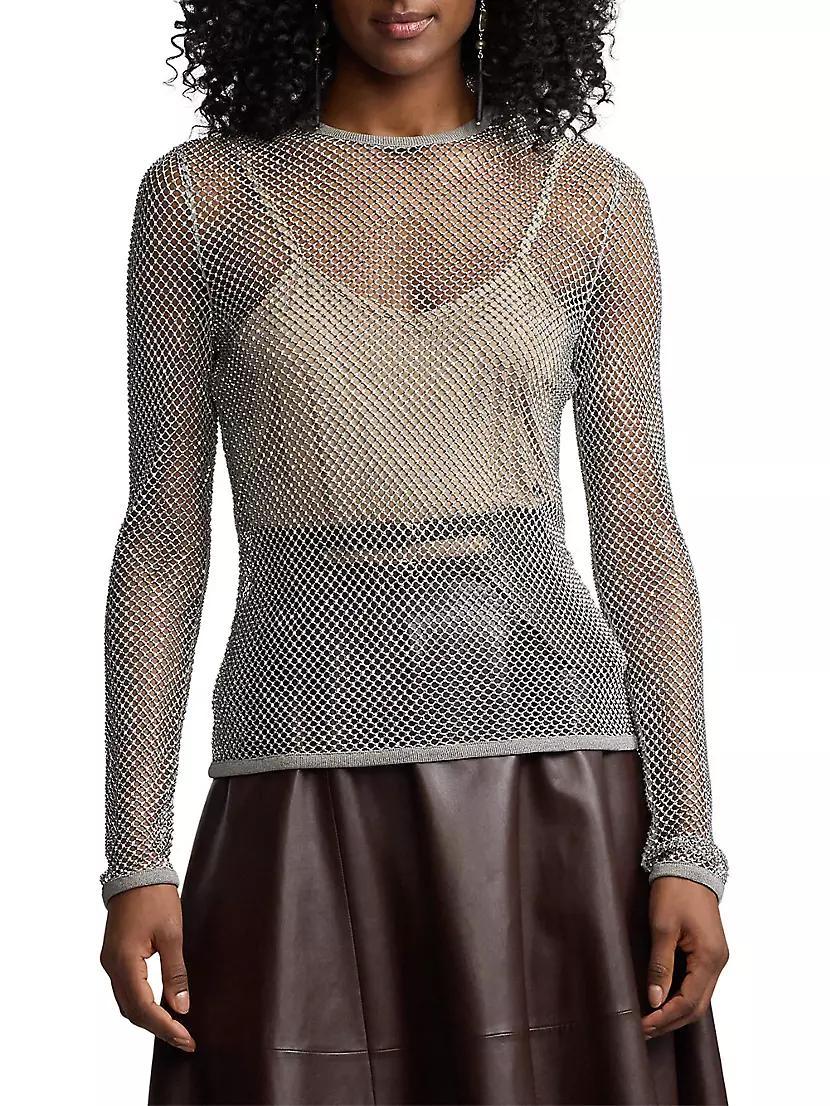 Diamonte Mesh Long-Sleeve Top Product Image