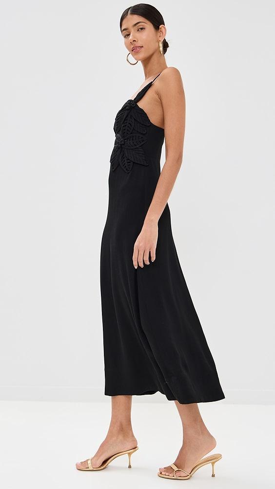 FARM Rio Black Flowered Bust Midi Dress | Shopbop Product Image