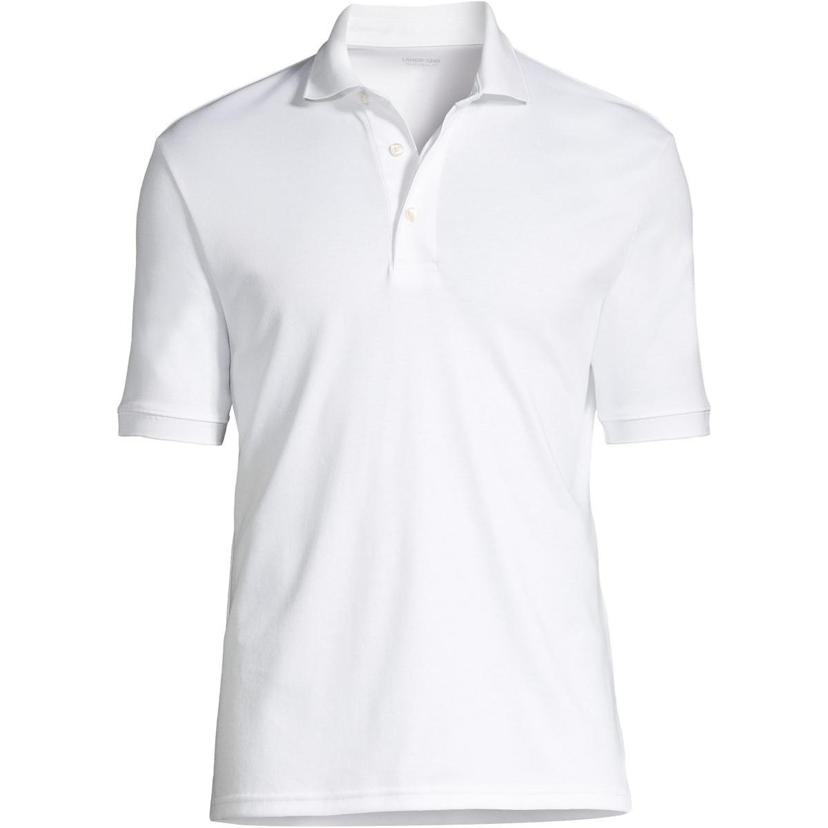 Big & Tall Lands End Super Soft Supima Polo, Mens White Product Image