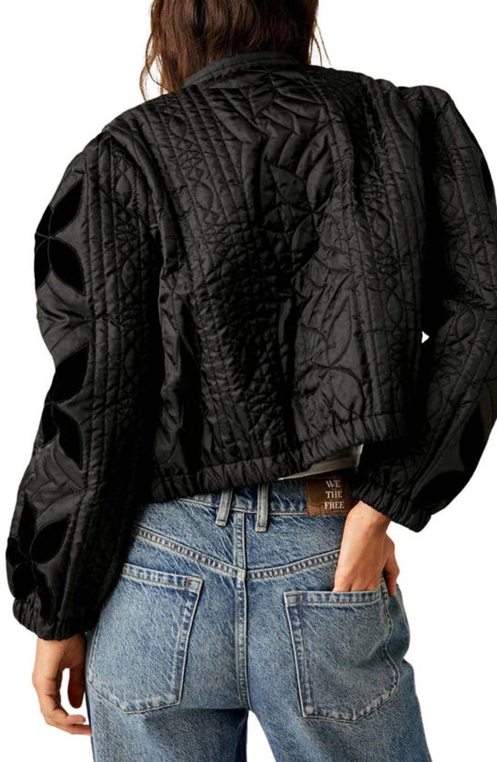 FREE PEOPLE Quinn Quilted Crop Jacket In Black Product Image