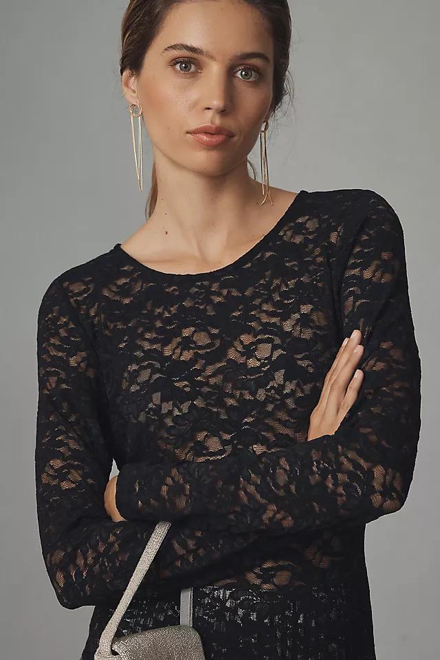 By Anthropologie Long-Sleeve Lace Crew-Neck Top Product Image