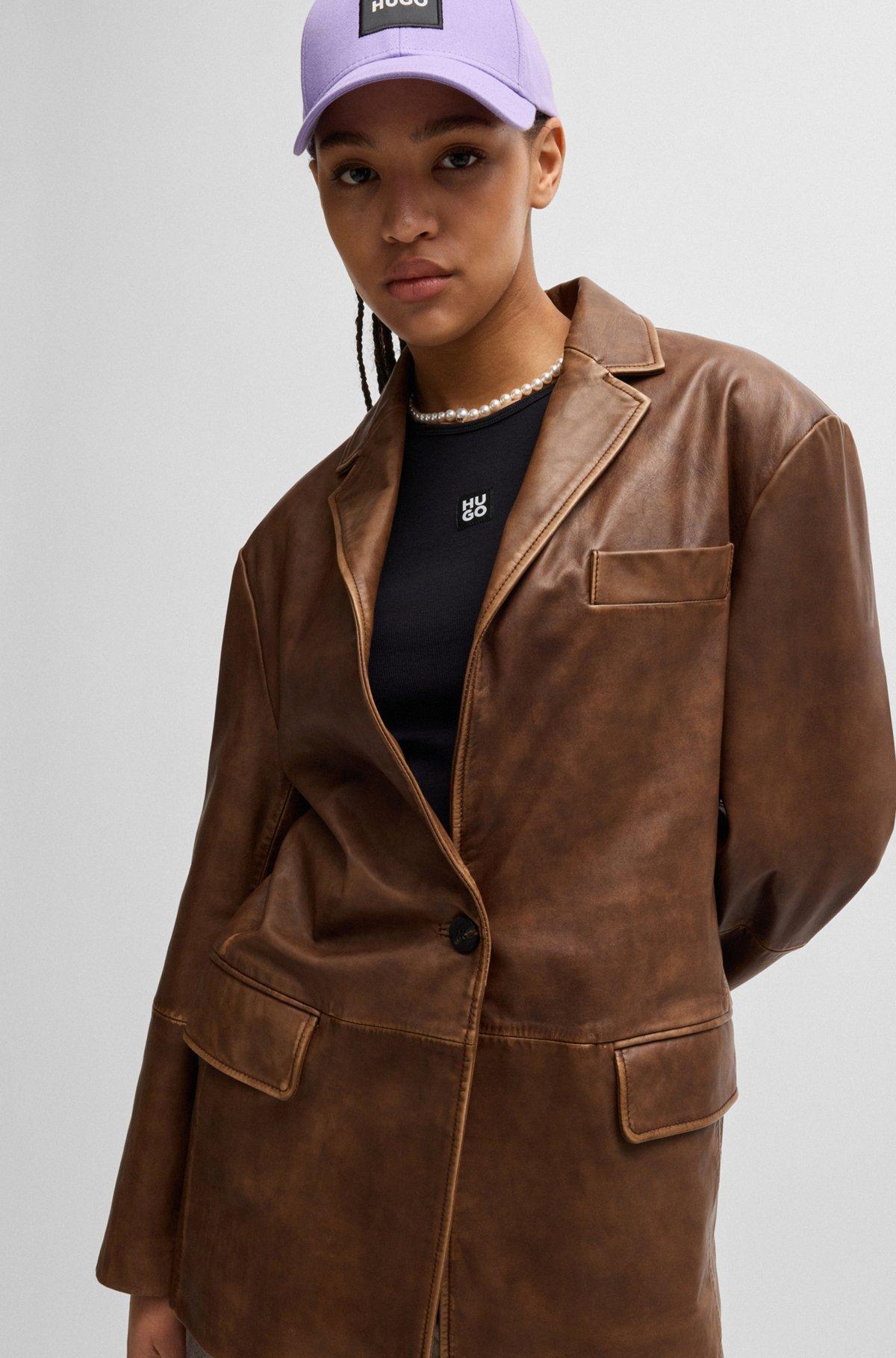 Relaxed-fit jacket in vintage-effect leather Product Image