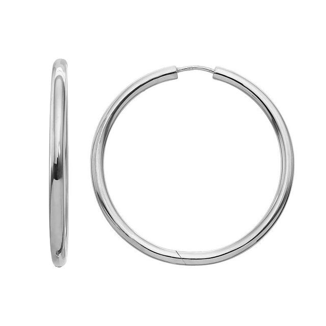 Sterling Silver Endless Hoop Earrings, Womens, White Over Silver Product Image