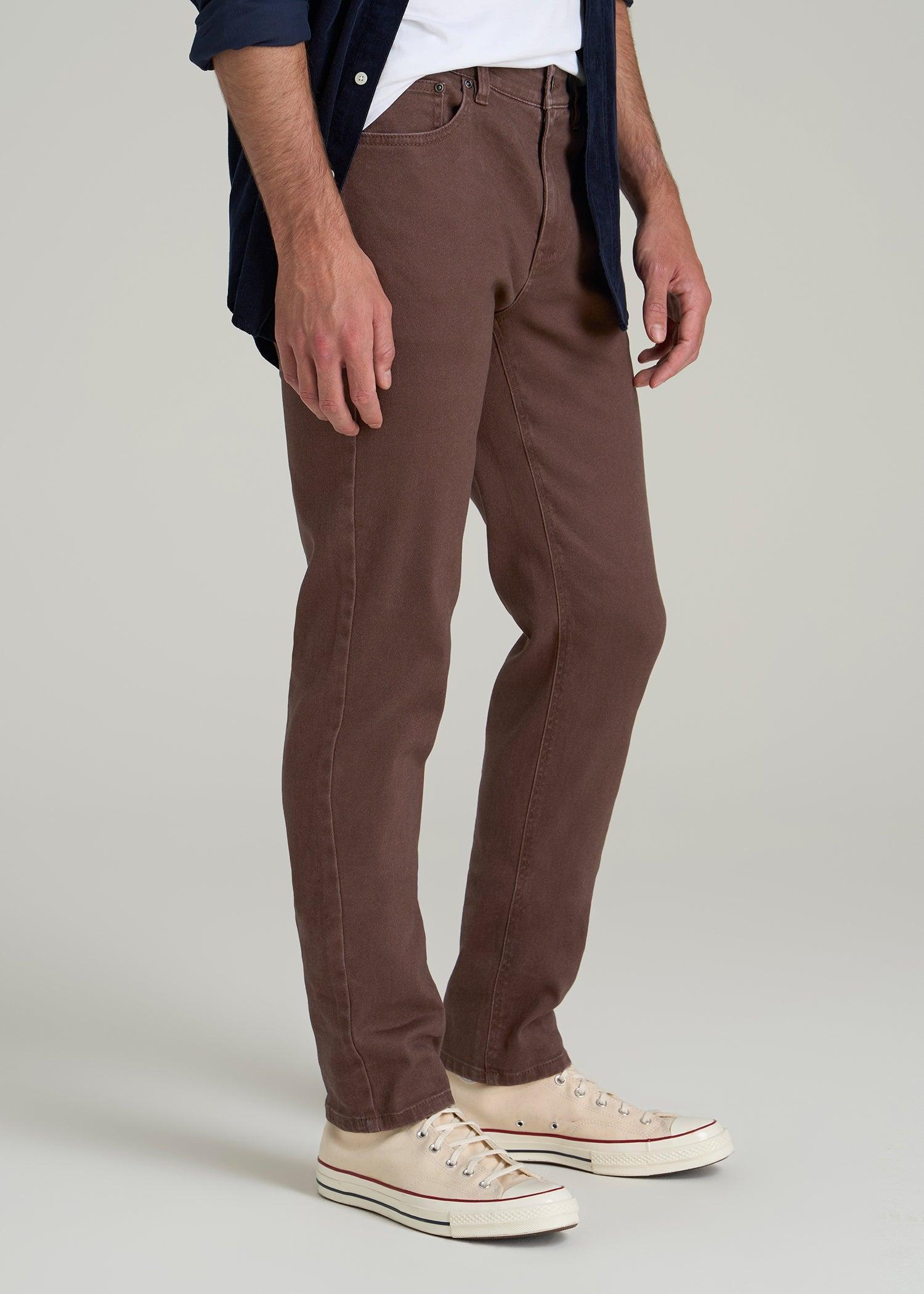 Dylan Slim Fit Colored Jeans for Tall Men in Dark Toffee Male Product Image