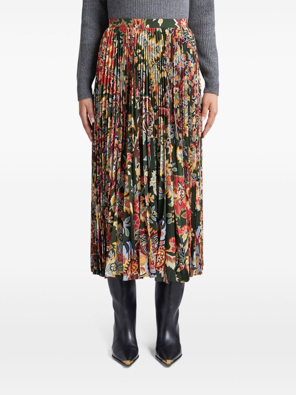 paisley-print pleated midi skirt Product Image